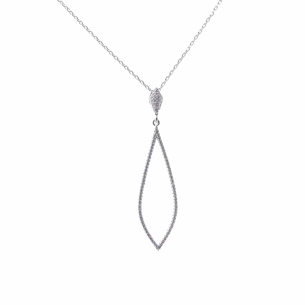 Collier argent forme feuille rhodié