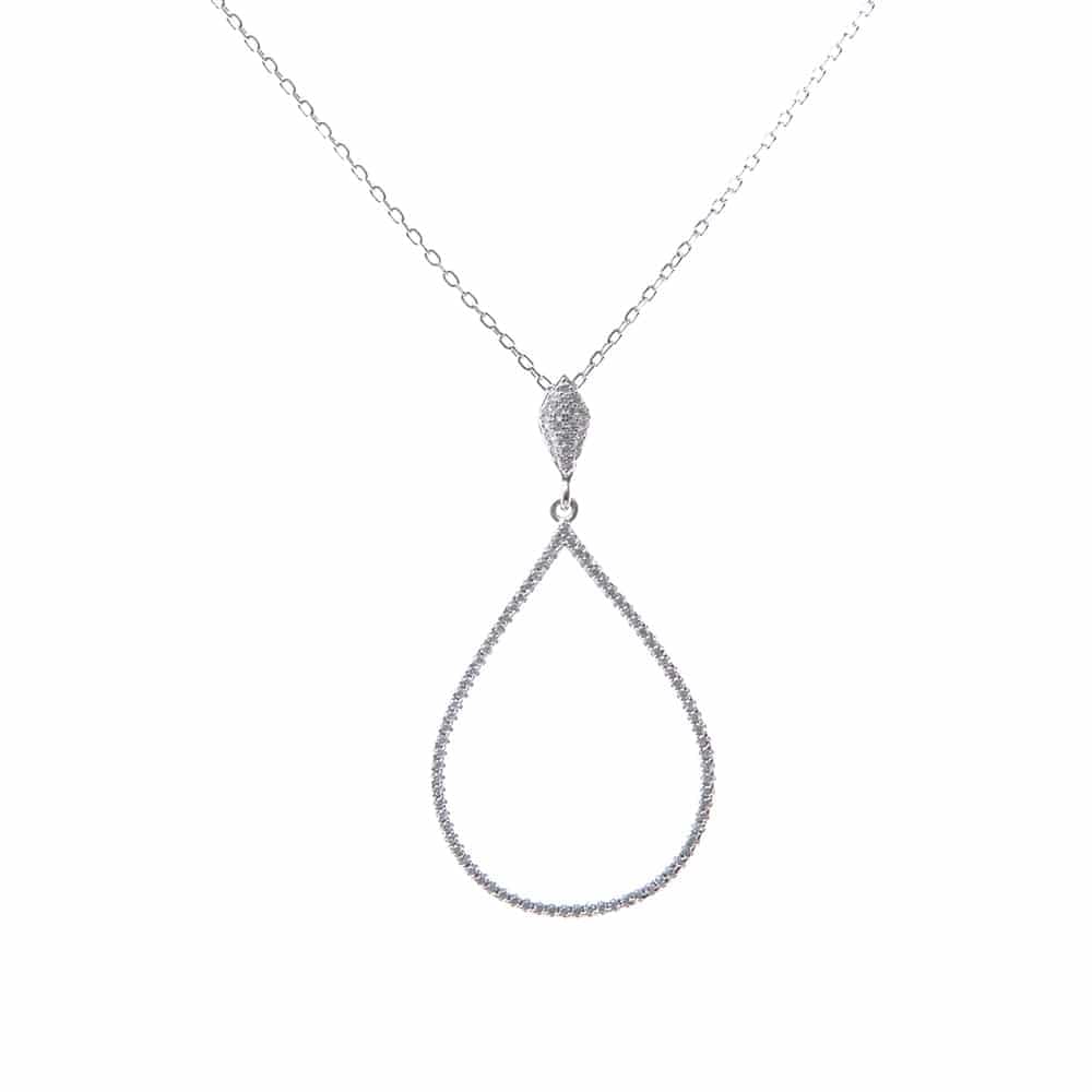 Collier argent forme goutte rhodié