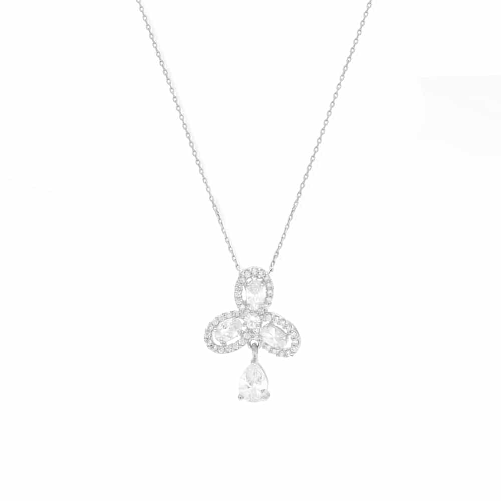 Collier argent goutte de cristal blanc