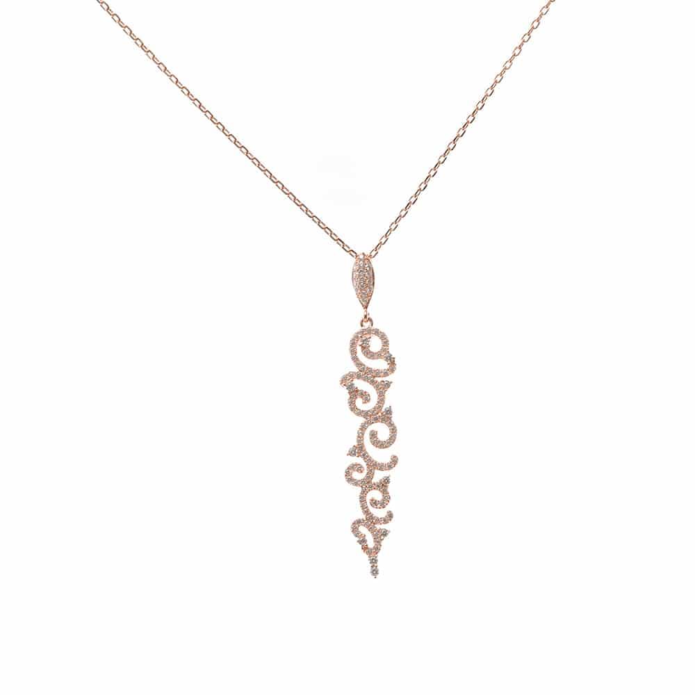 Collier argent mauresque rose
