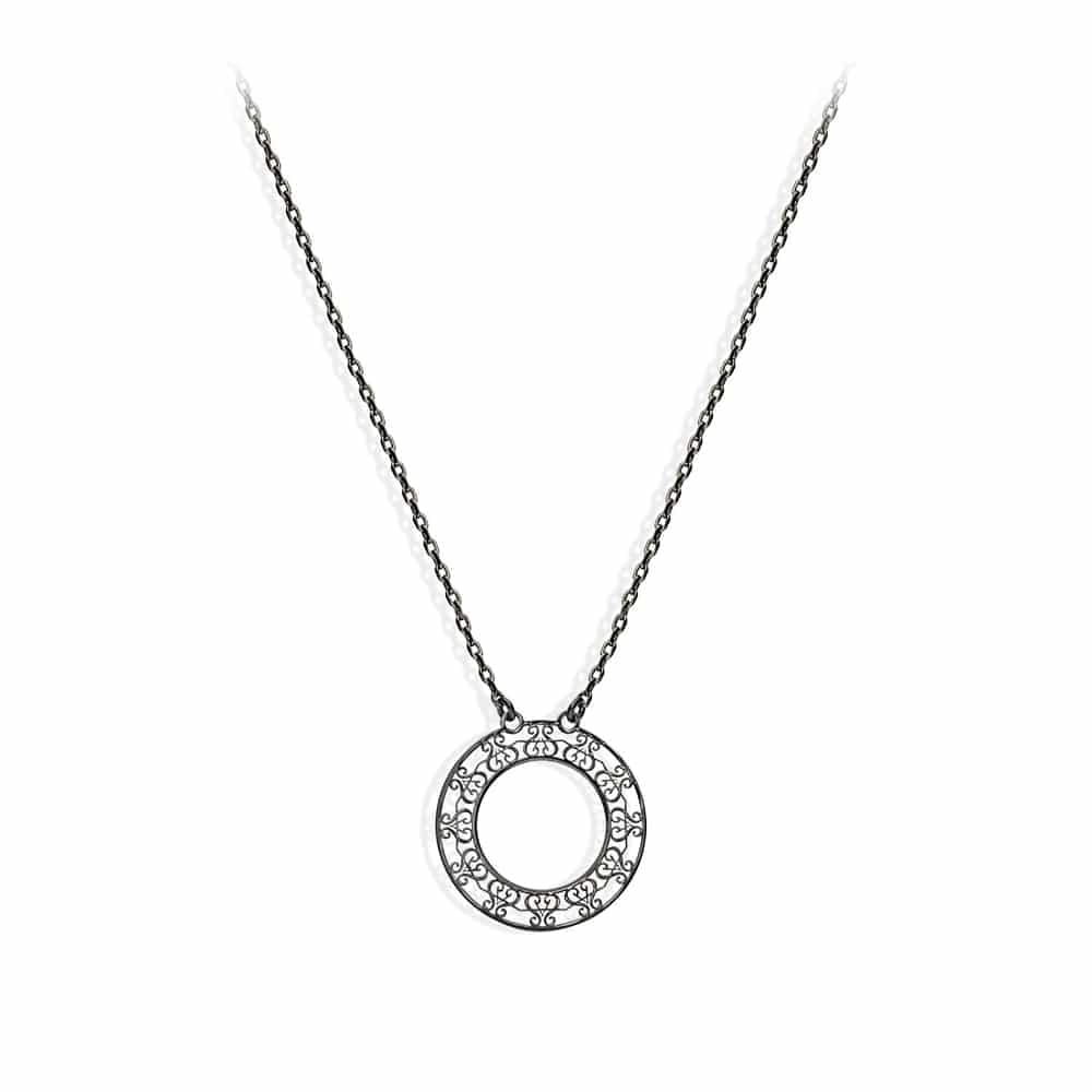 Collier argent motif orus noir