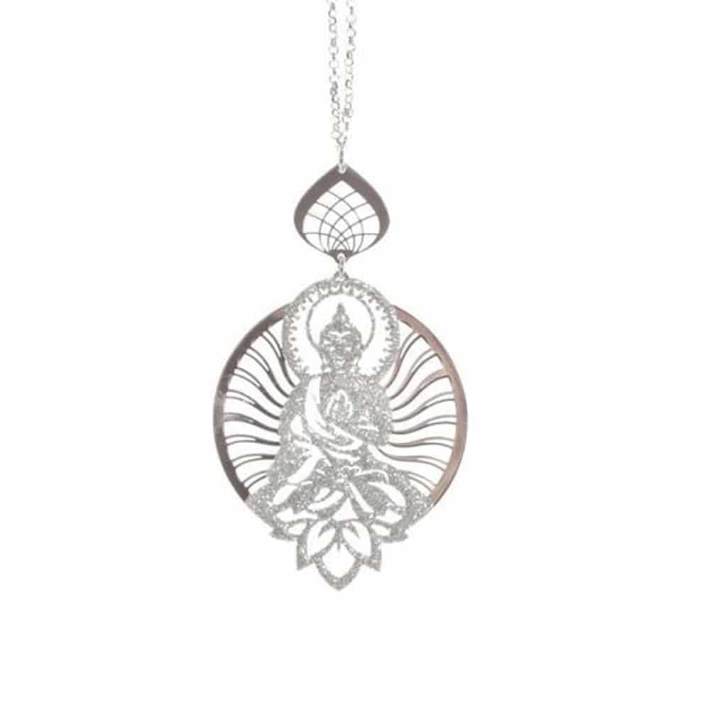 Collier argent motif shiva scintillant rhodié