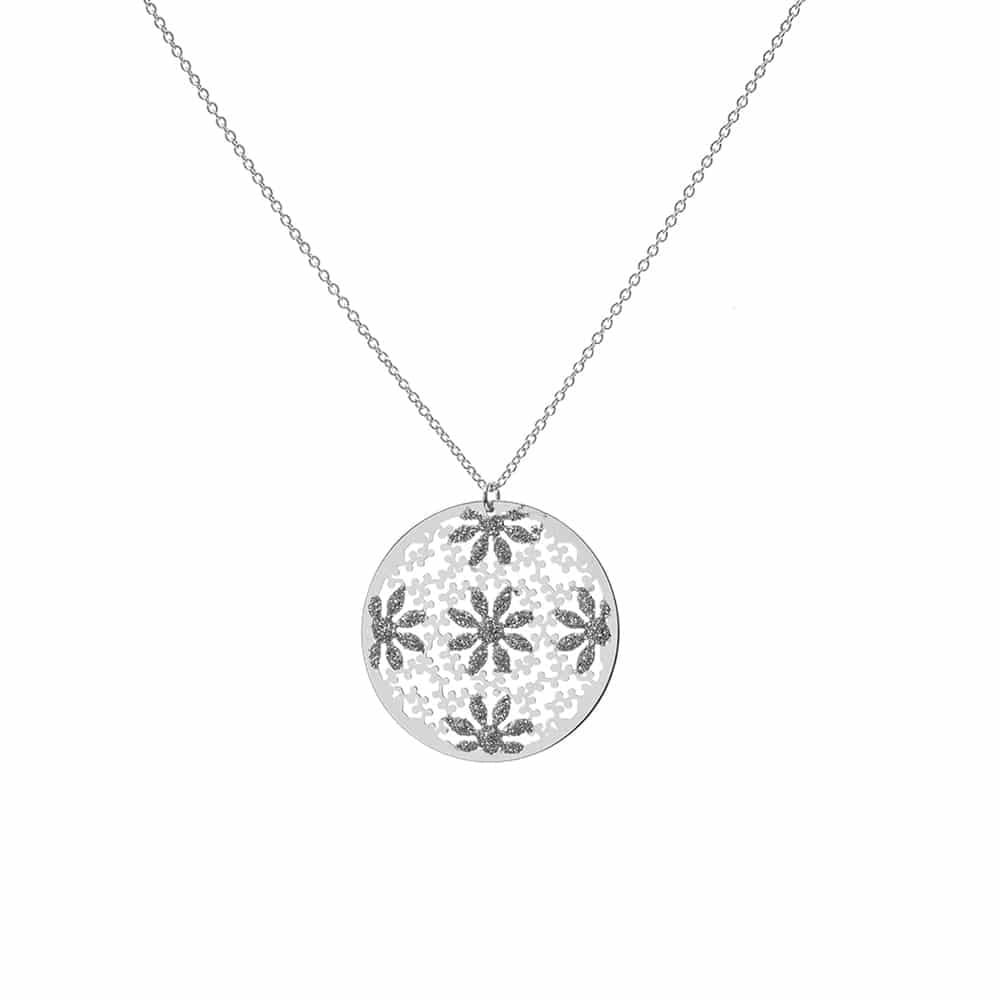 Collier argent motif soleil rhodié