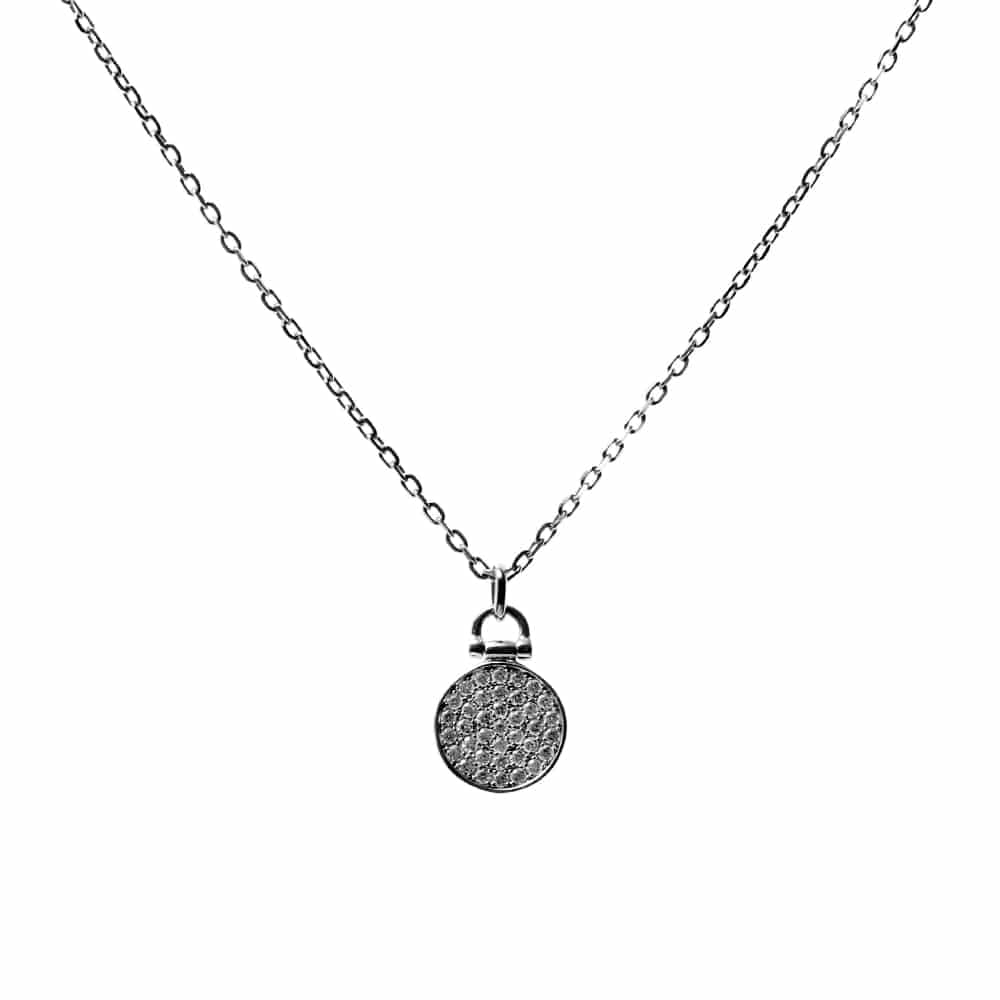 Collier argent noir  puce sertie