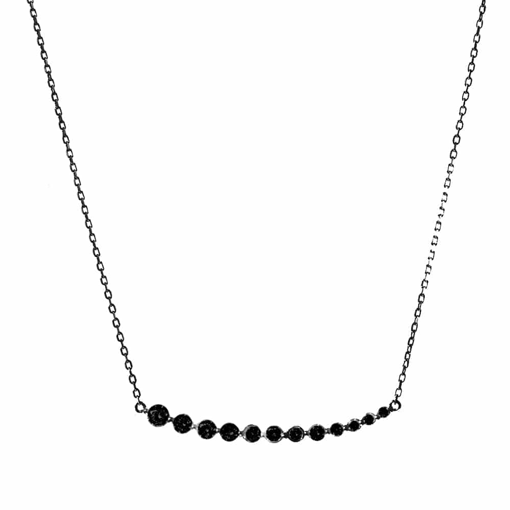 Collier argent noir serti multiples