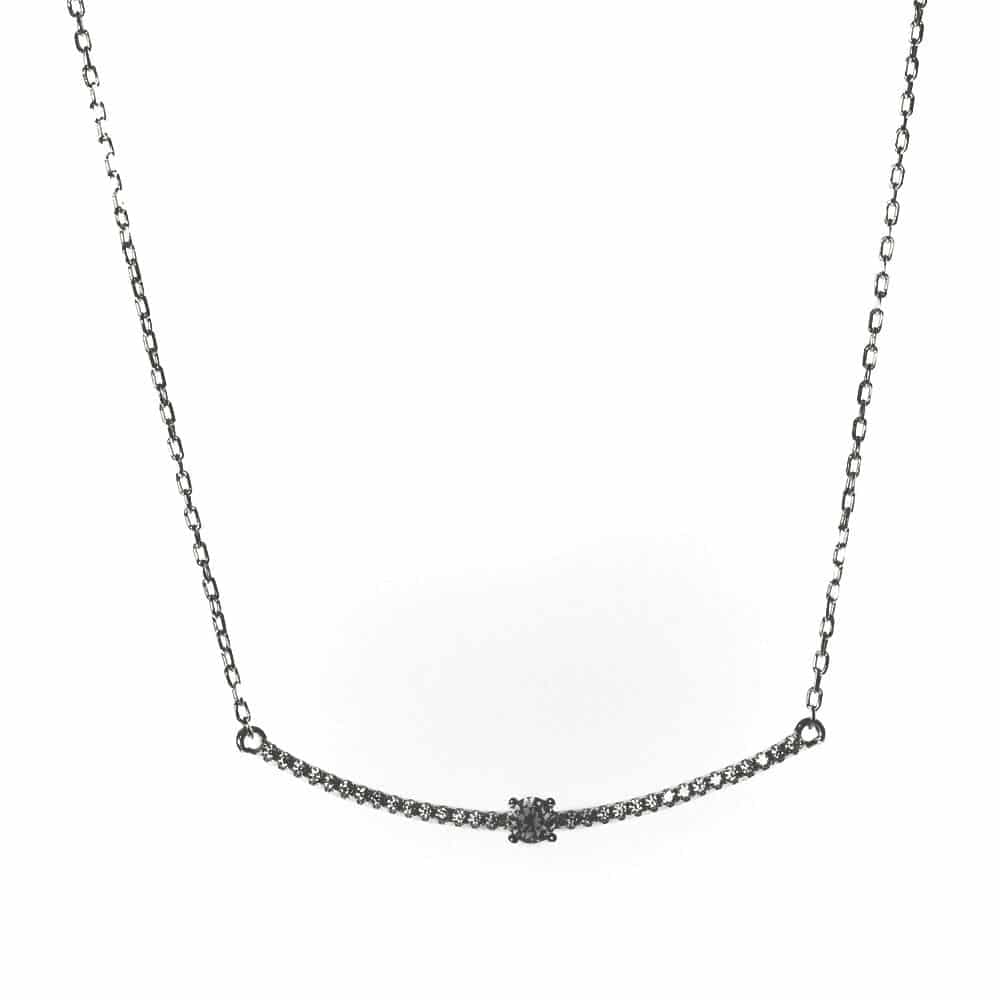 Collier argent noir sourire scintillant
