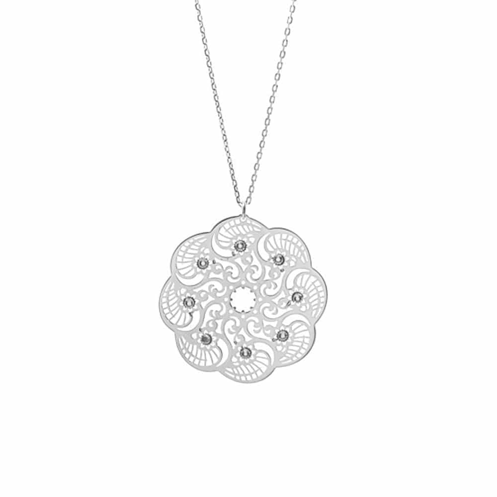 Collier argent nymphéa rhodié