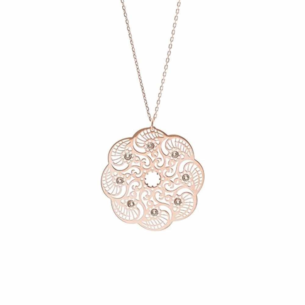 Collier argent nymphéa or rose