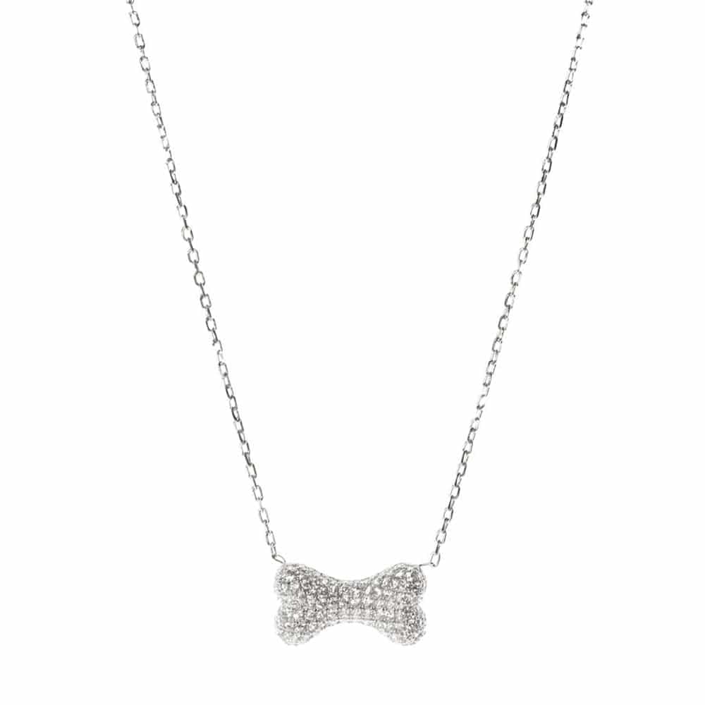Collier argent os de chien serti