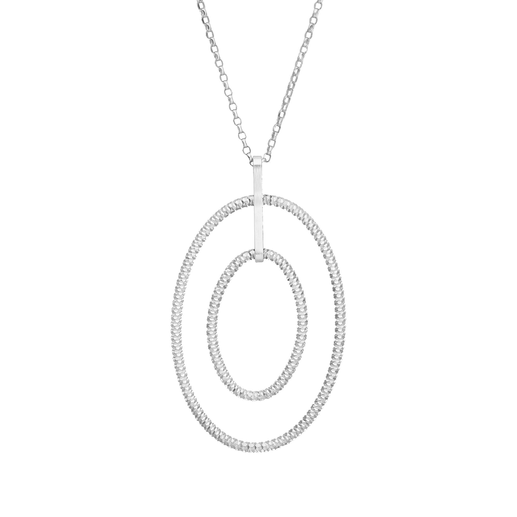 Collier argent ovale double