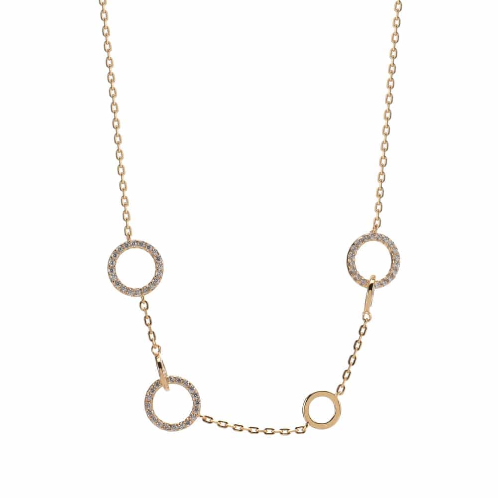 Collier argent doré petit rond pierre blanche