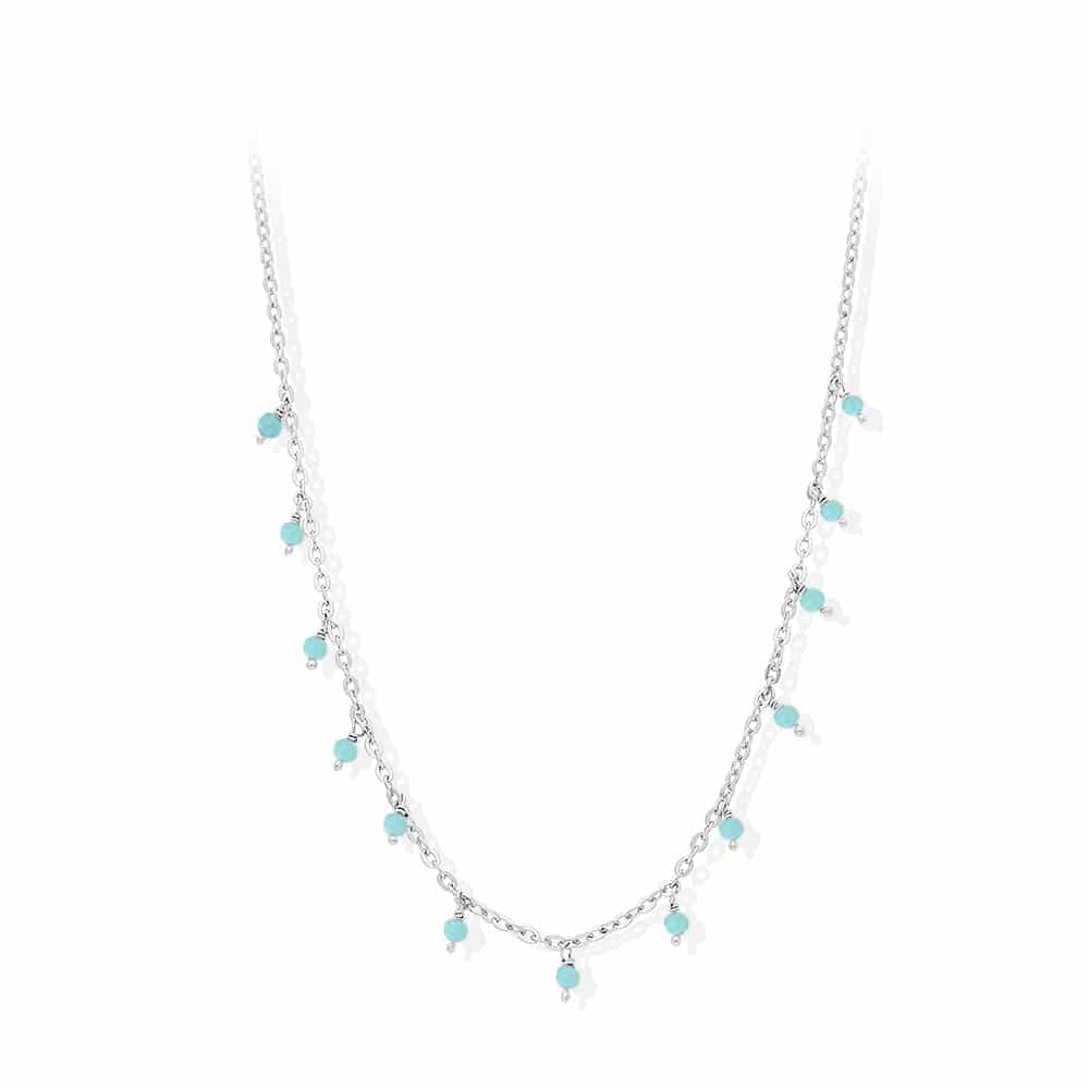 Collier argent petites goutte perles turquoise