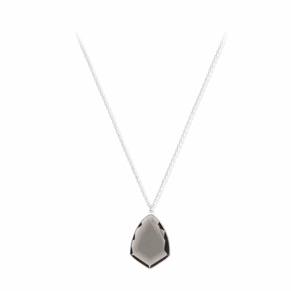 Collier argent rhodie blason pierre poudré