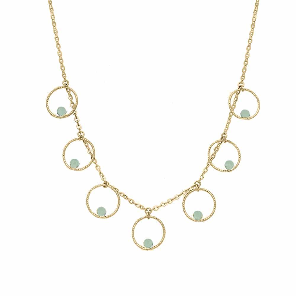 Collier argent doré bulles et aventurine
