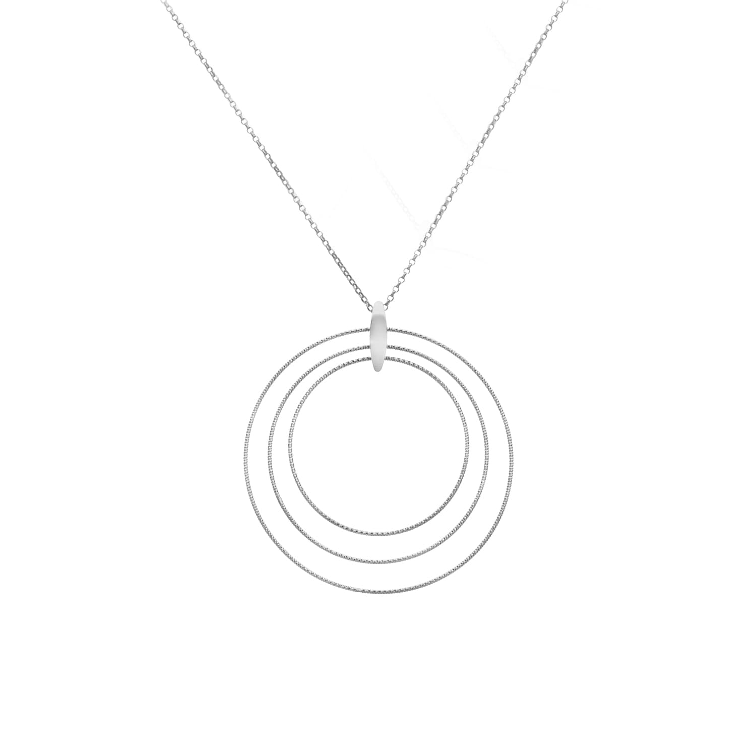 Collier argent rhodié cercles diamantés