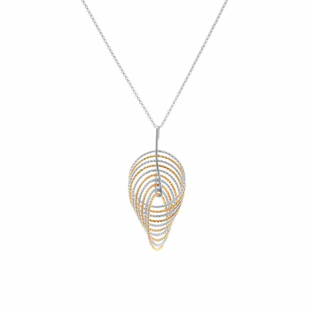Collier argent rhodié doré diamanté spirale vertigo