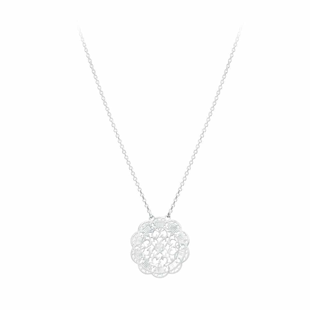 Collier argent rond acanthe rhodie