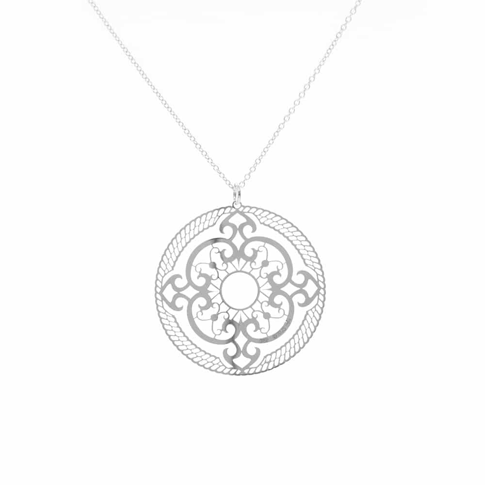 Collier argent rosace rhodié