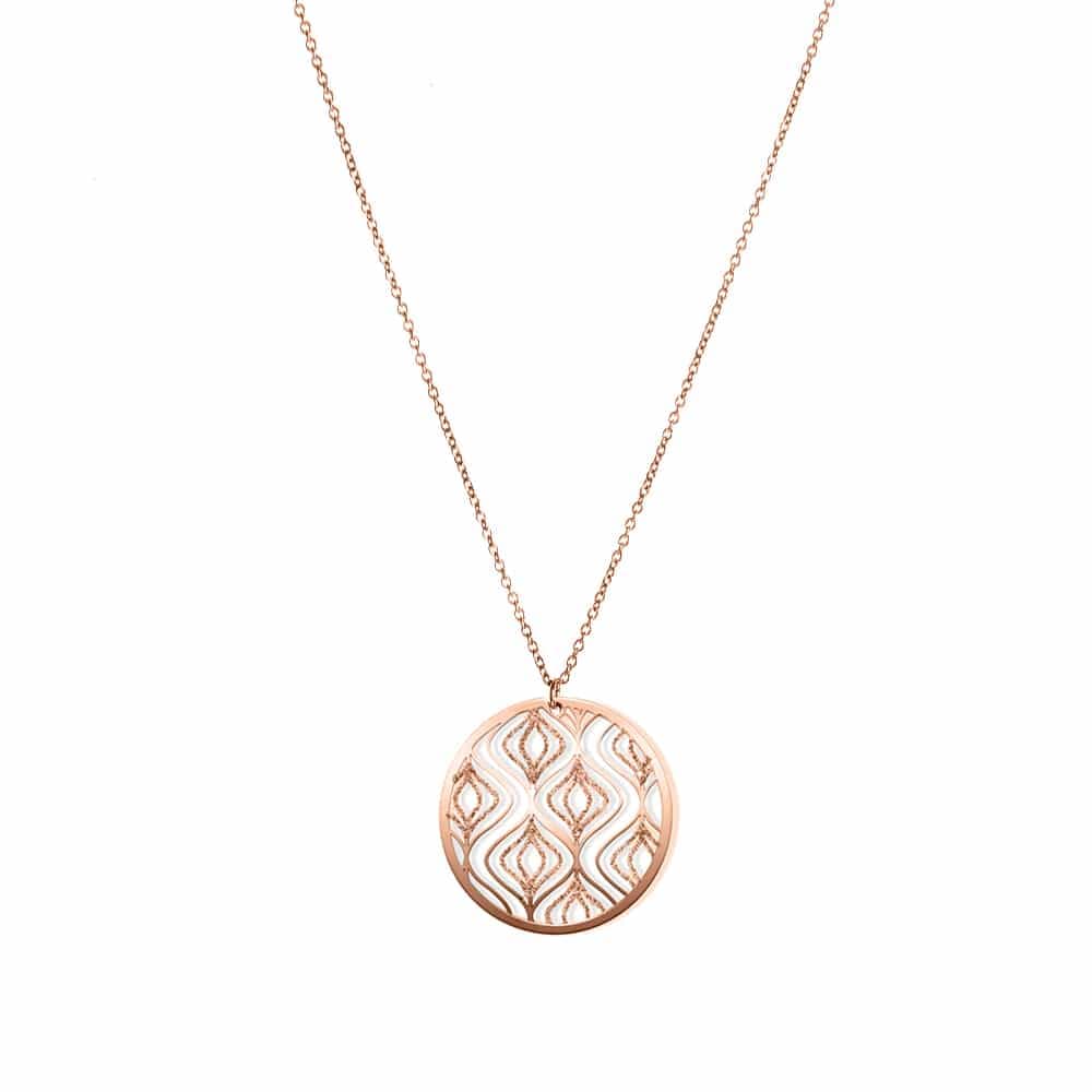 Collier argent rose lotus scintillantes