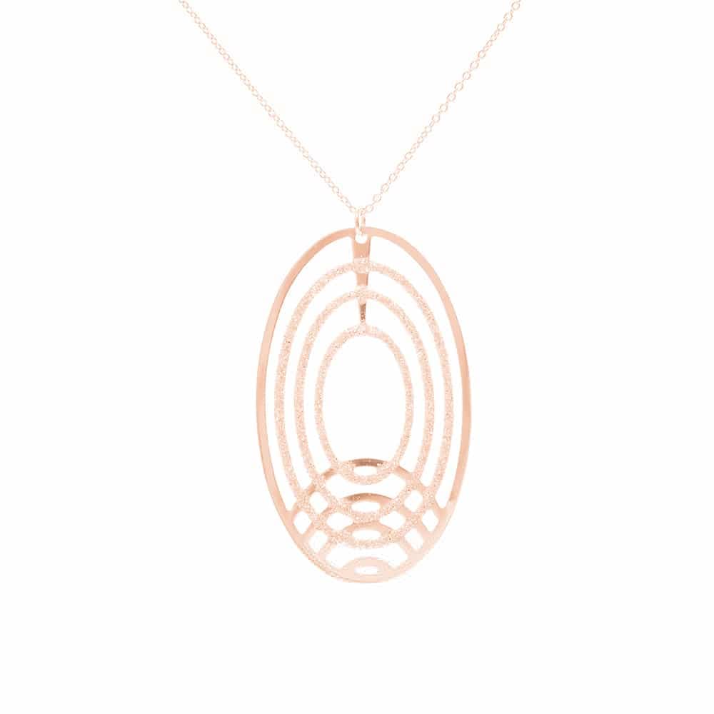 Collier argent rose horizon ovale scintillant
