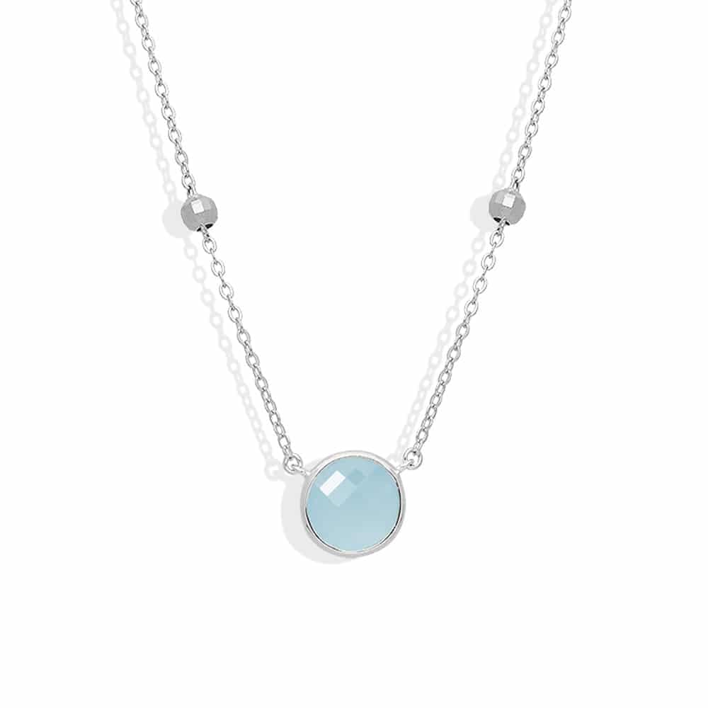 Collier argent valentine cristal vert eau