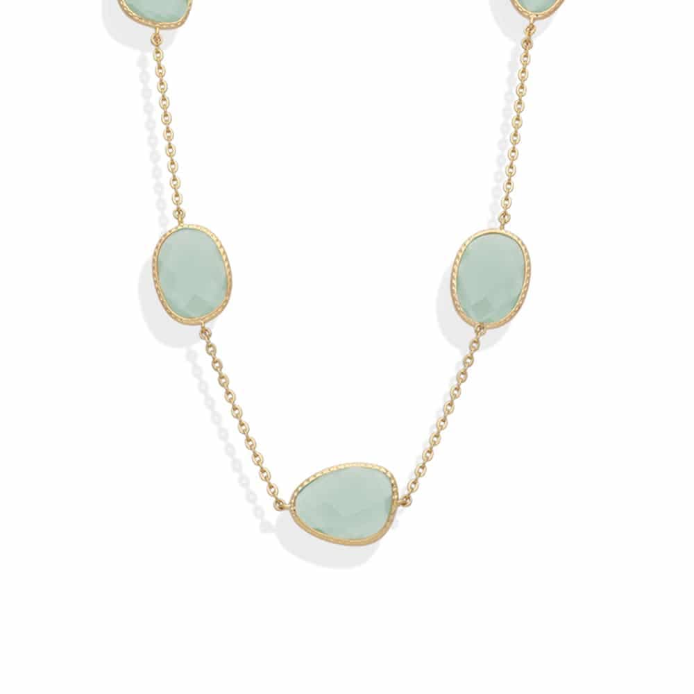 Collier argent doré victoria cristal vert eau