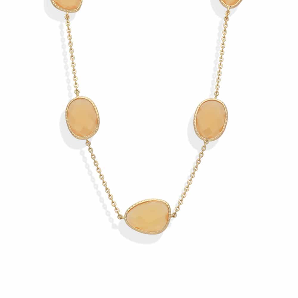 Collier argent doré victoria cristal pêche
