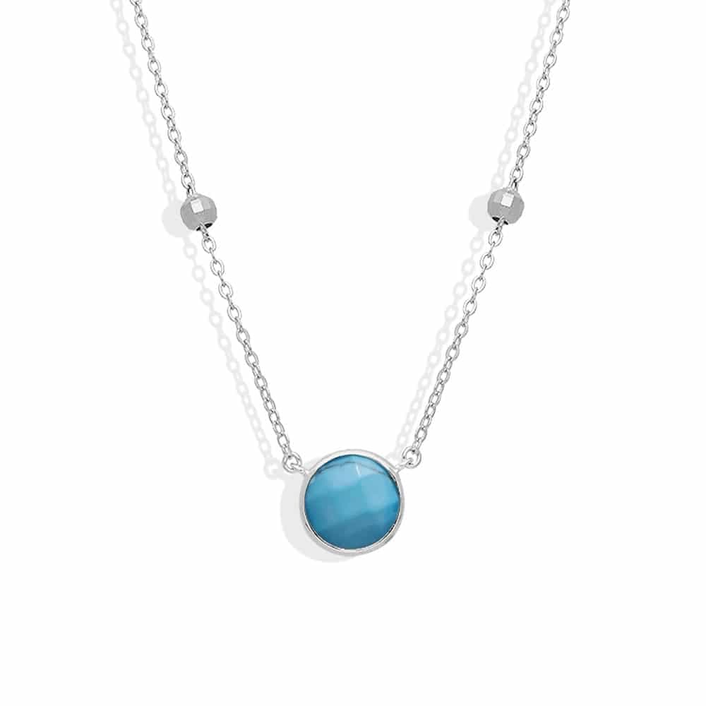 Collier argent valentine cristal turquoise