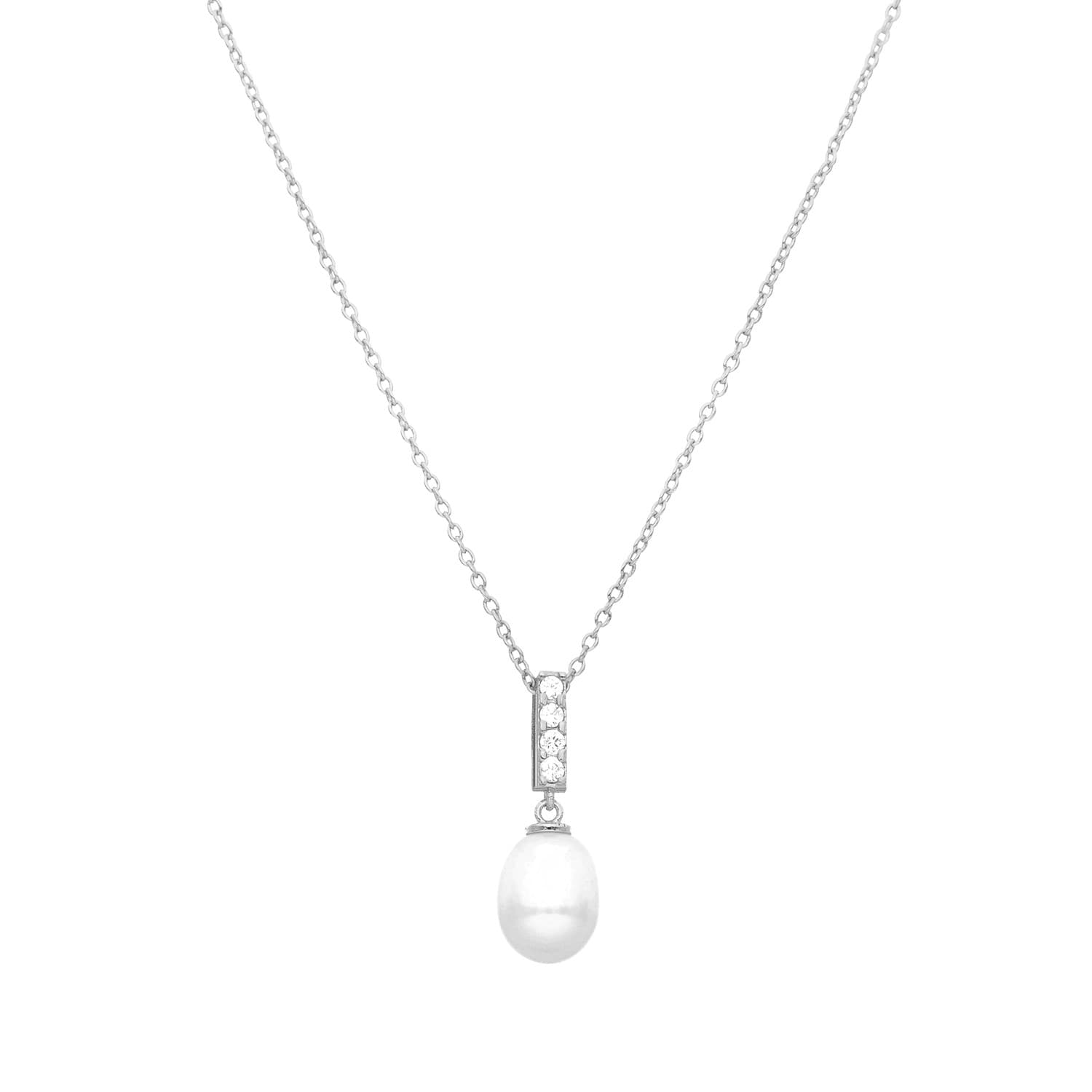 Collier argenté et pendentif perle