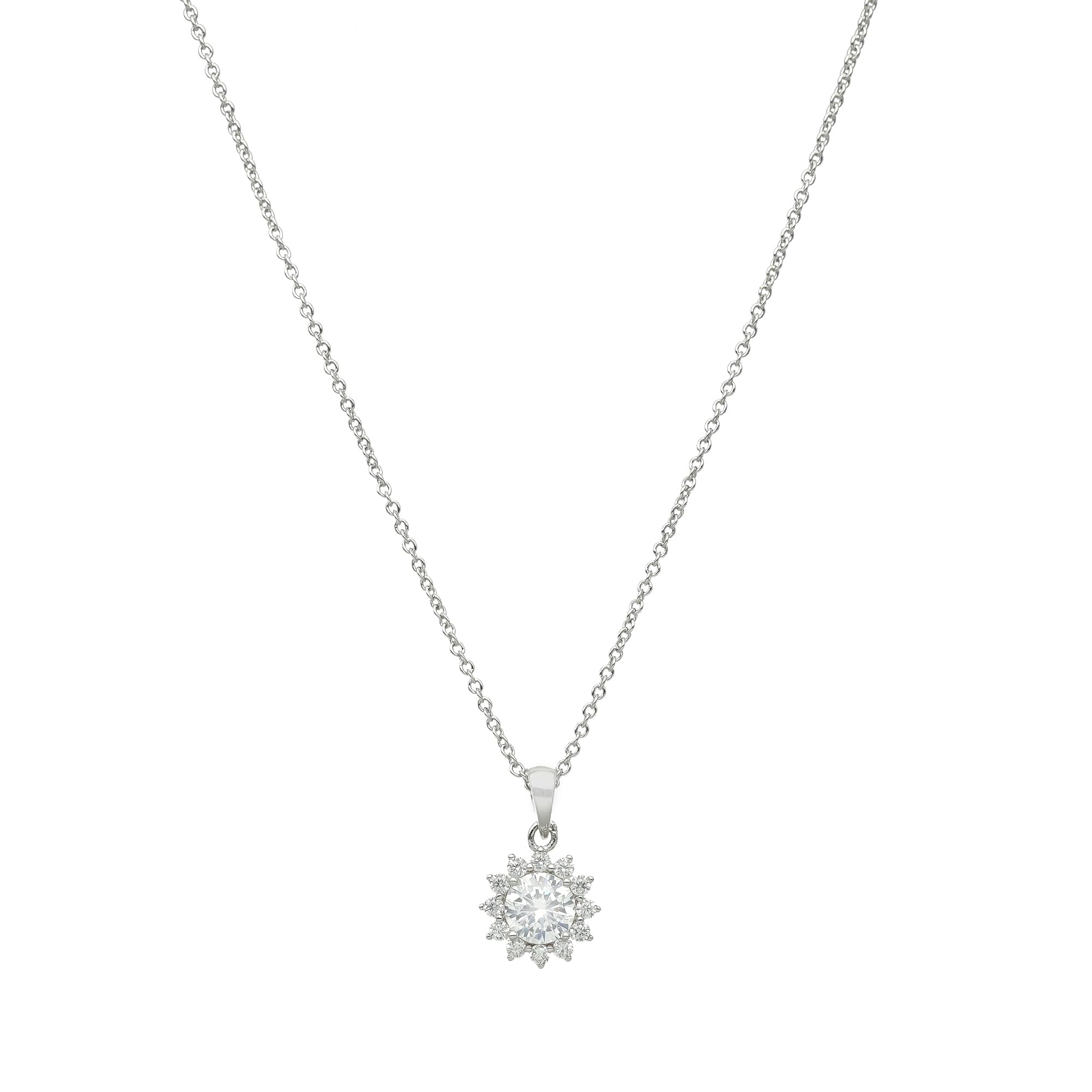 Collier argenté soleil serti
