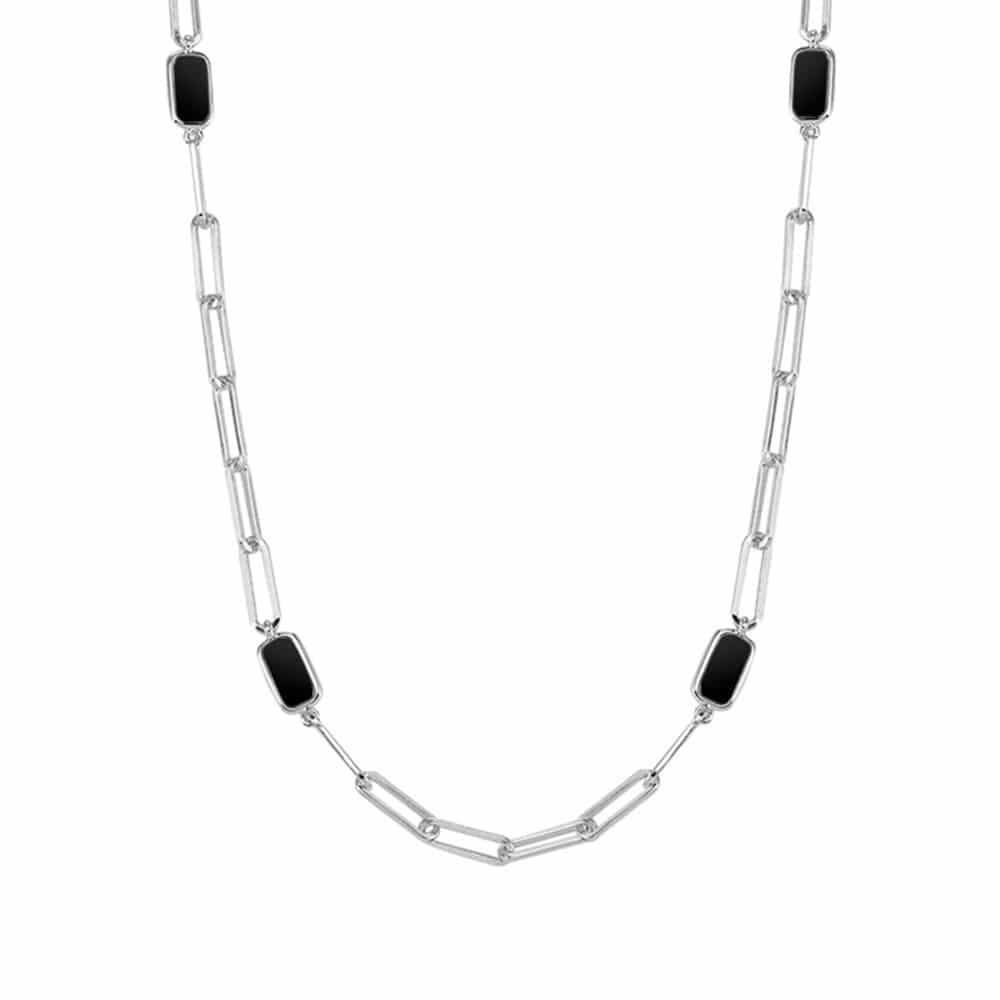 Collier chaine argent celine pierre onyx