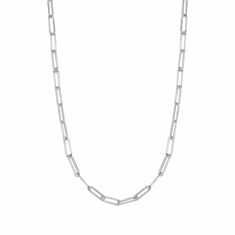 Collier chaine argent rhodié maille longue moderne