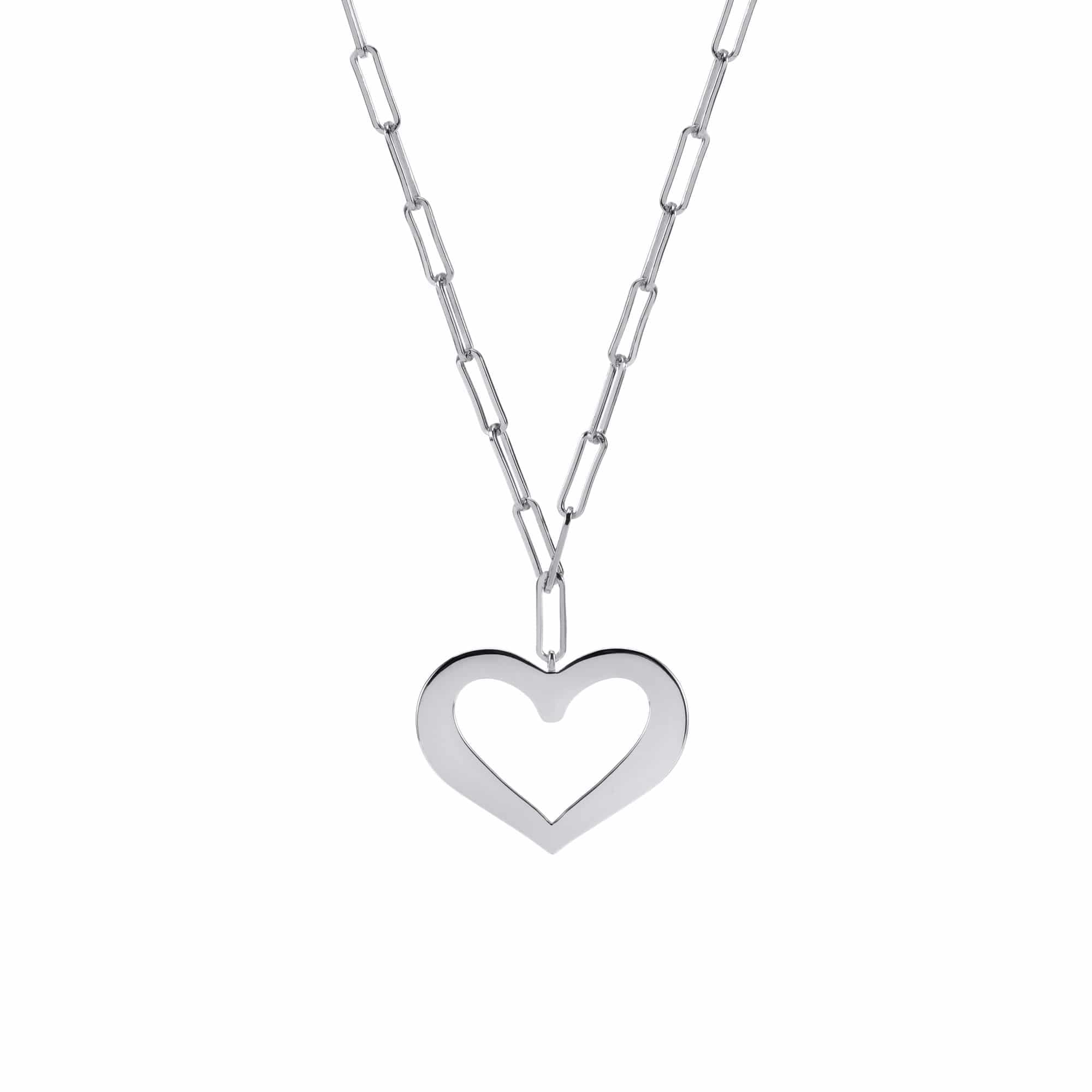 Collier chaine argent rhodié cœur valentine