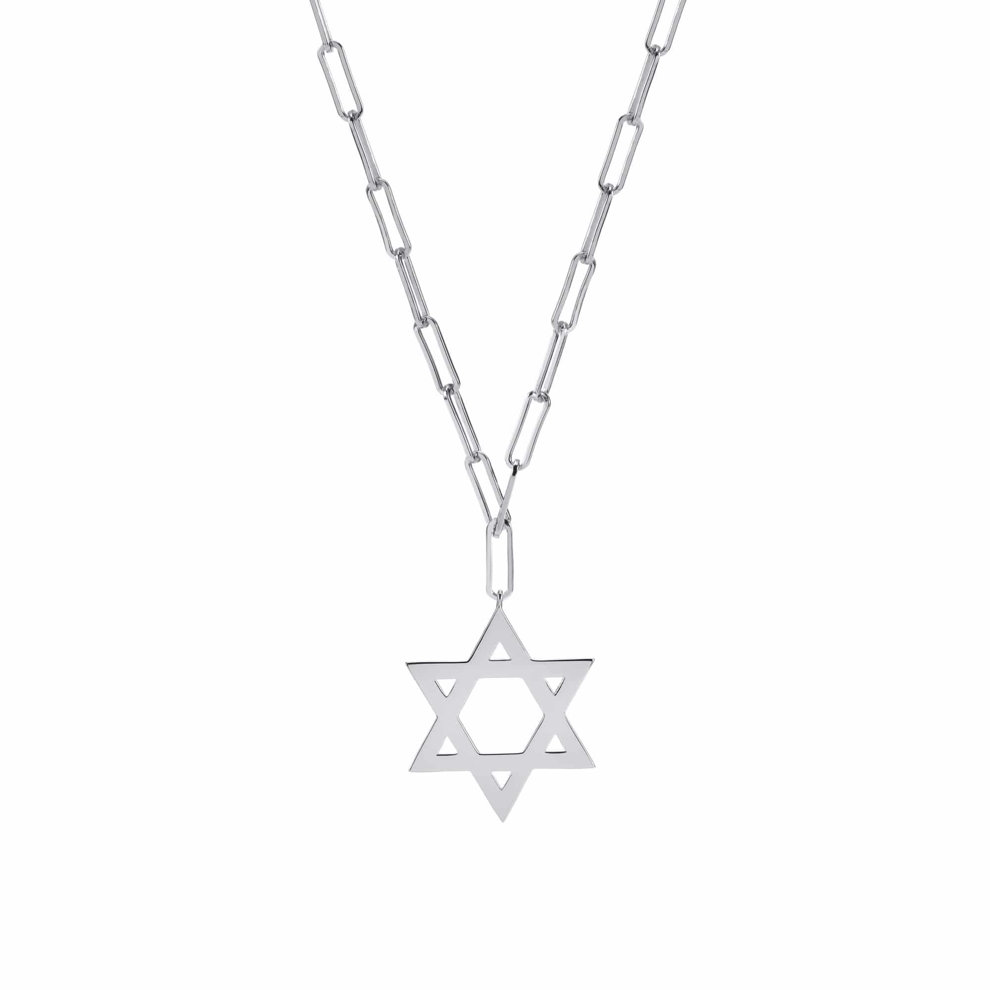 Collier chaine argent rhodié étoile de david