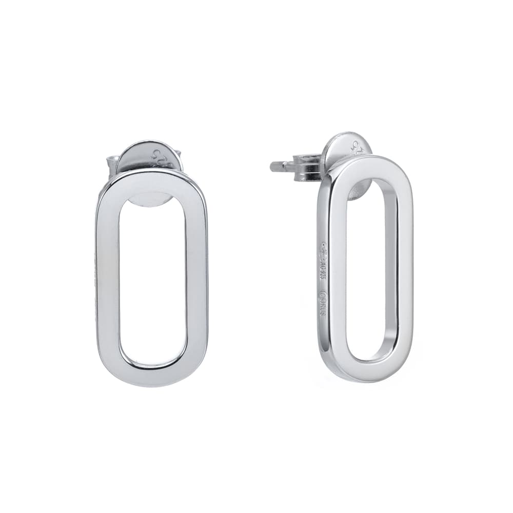 Boucles d'oreilles en argent rhodié ovale eva
