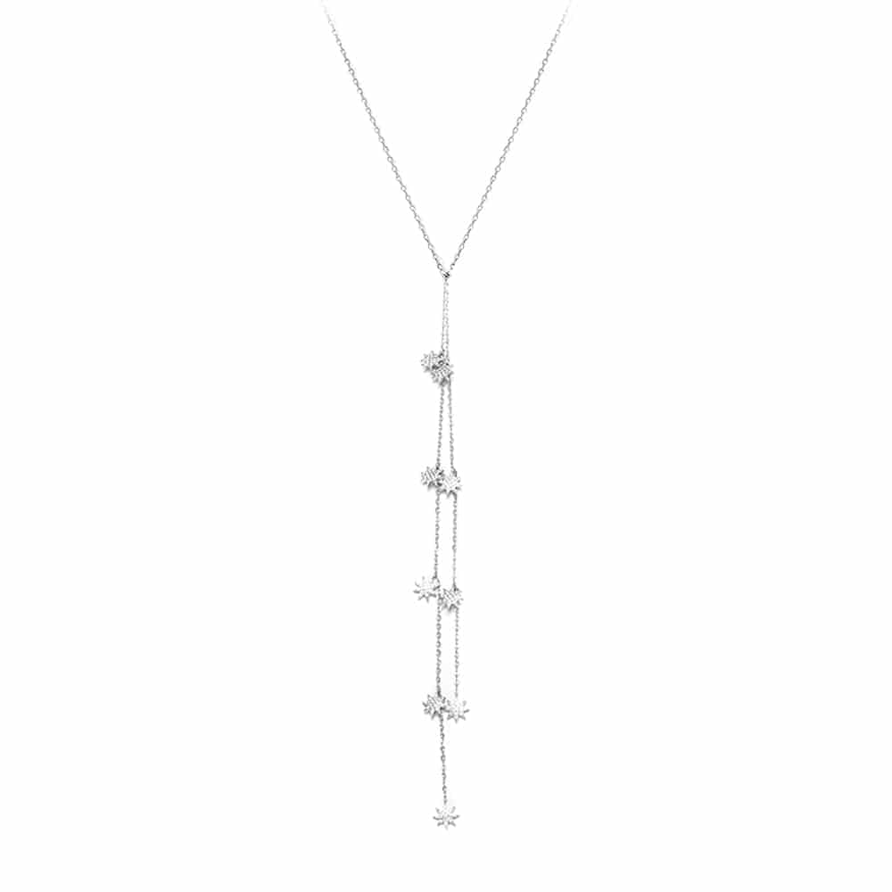 Collier cravate argent forme étoiles blanche