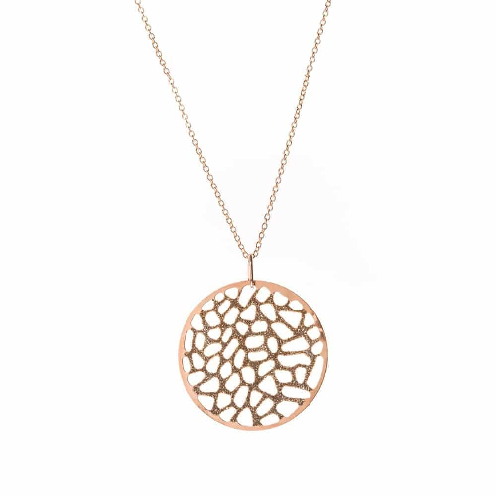 Collier argent dentelé rose et champagne