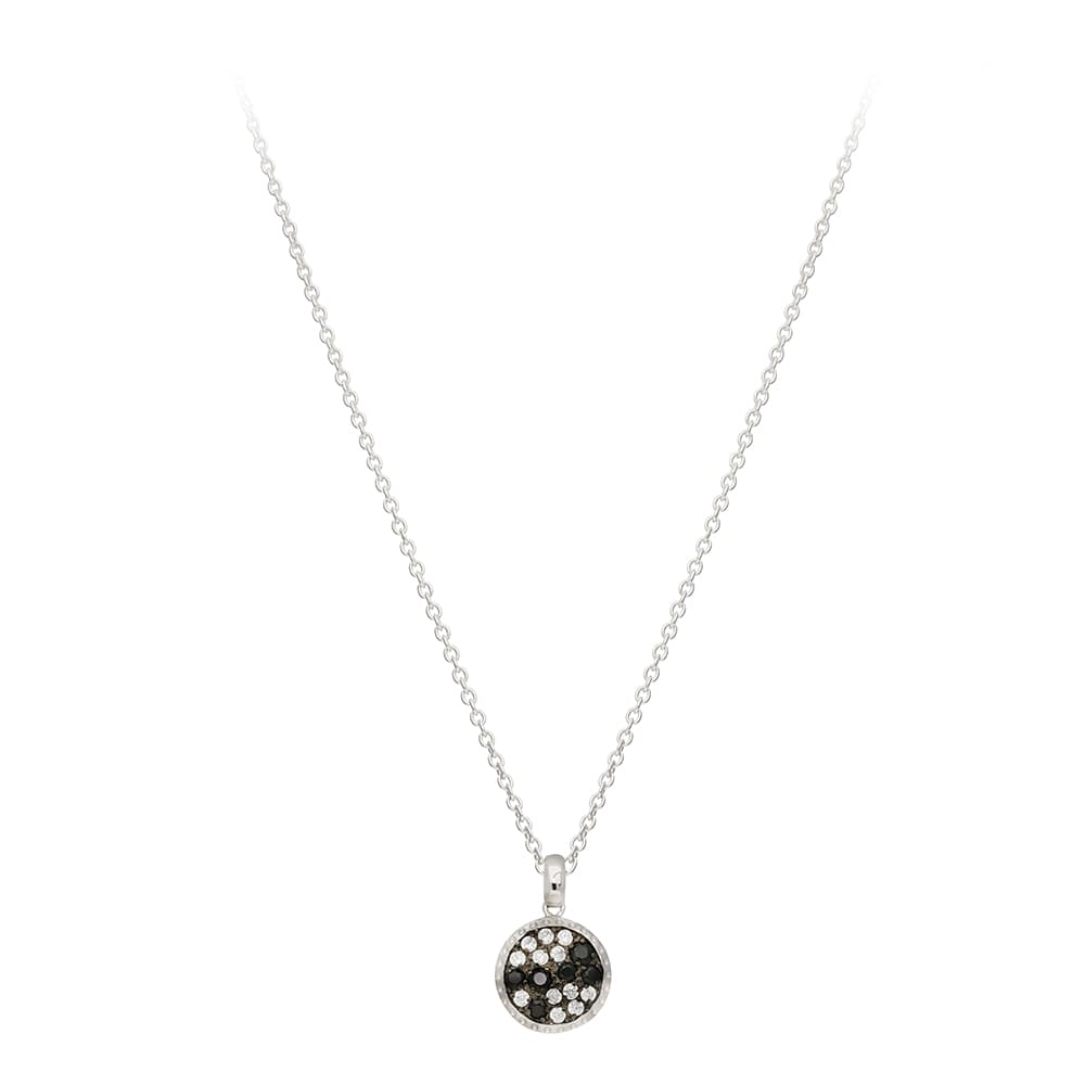 Collier rond argent zirconiums blanc et noir