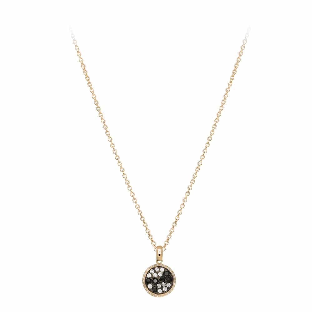 Collier doré zirconiums blanc et noir