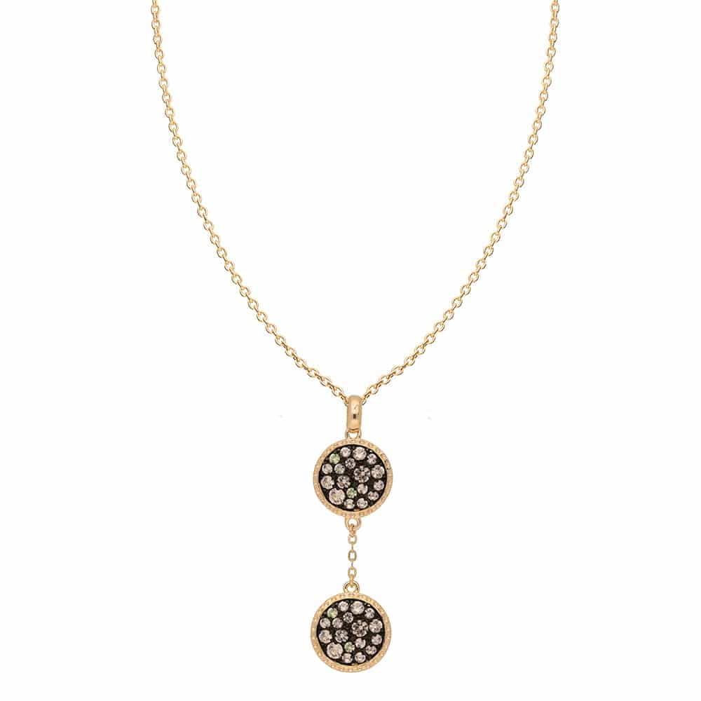 Collier doré zirconiums champagne