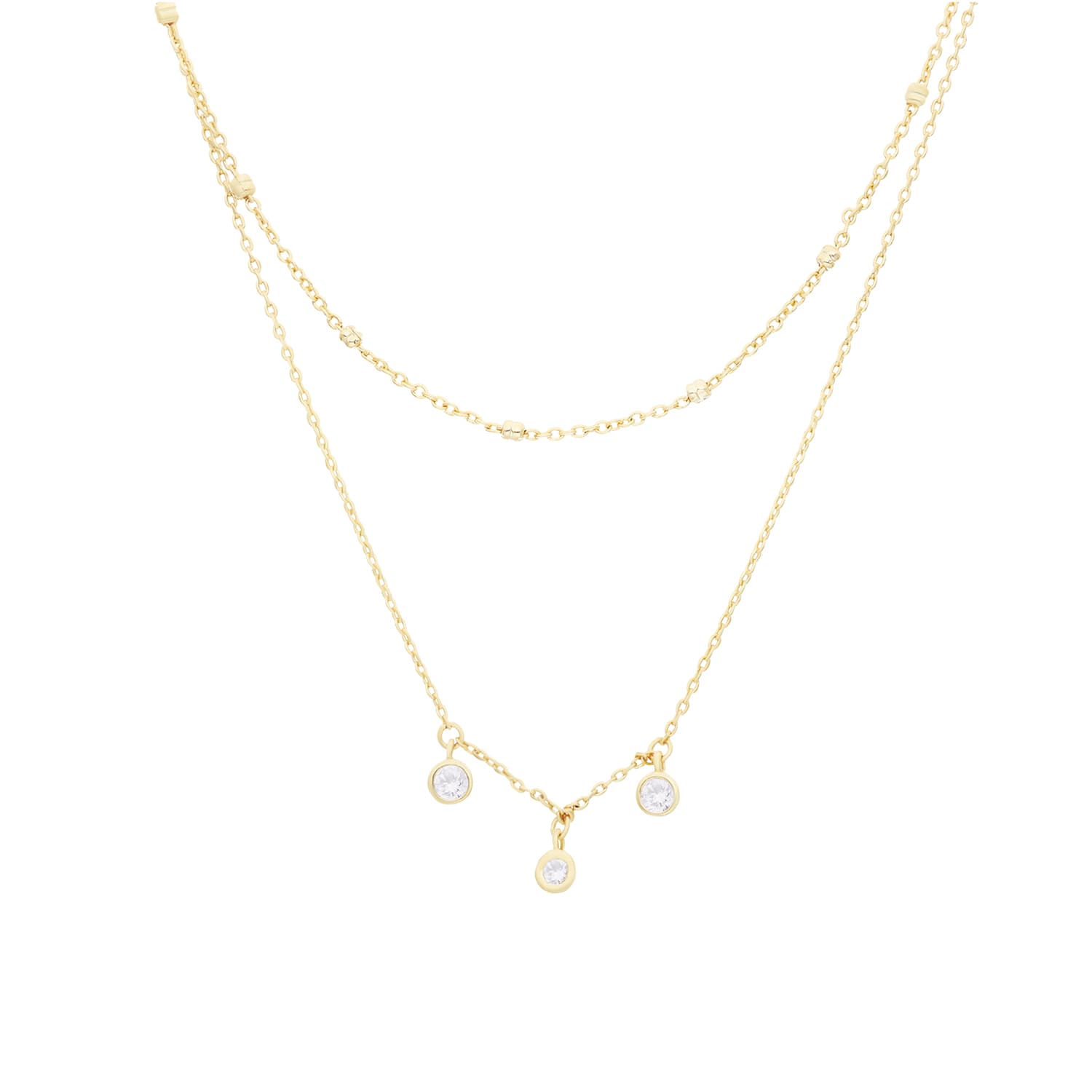 Collier double chaîne sertie