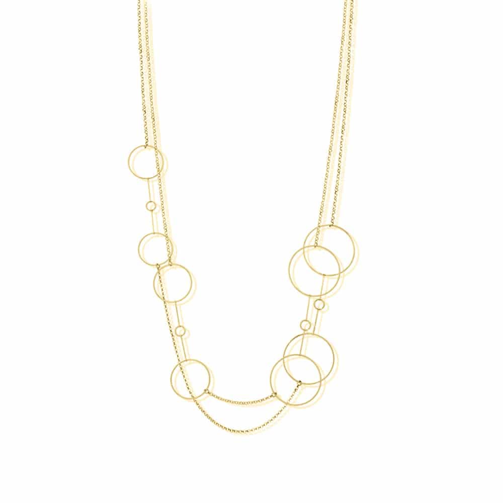 Collier double chaines argent doré diamanté Francesca
