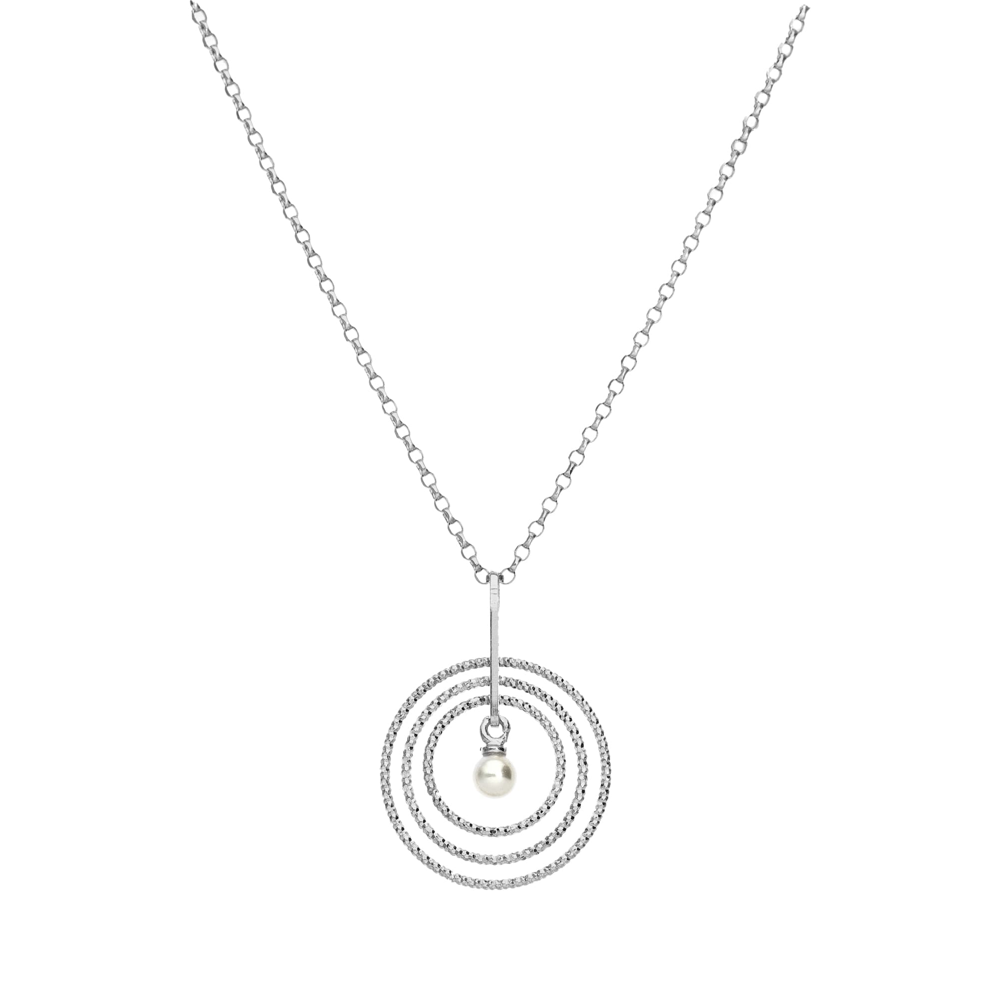 Collier en argent 3 cercles avec perle