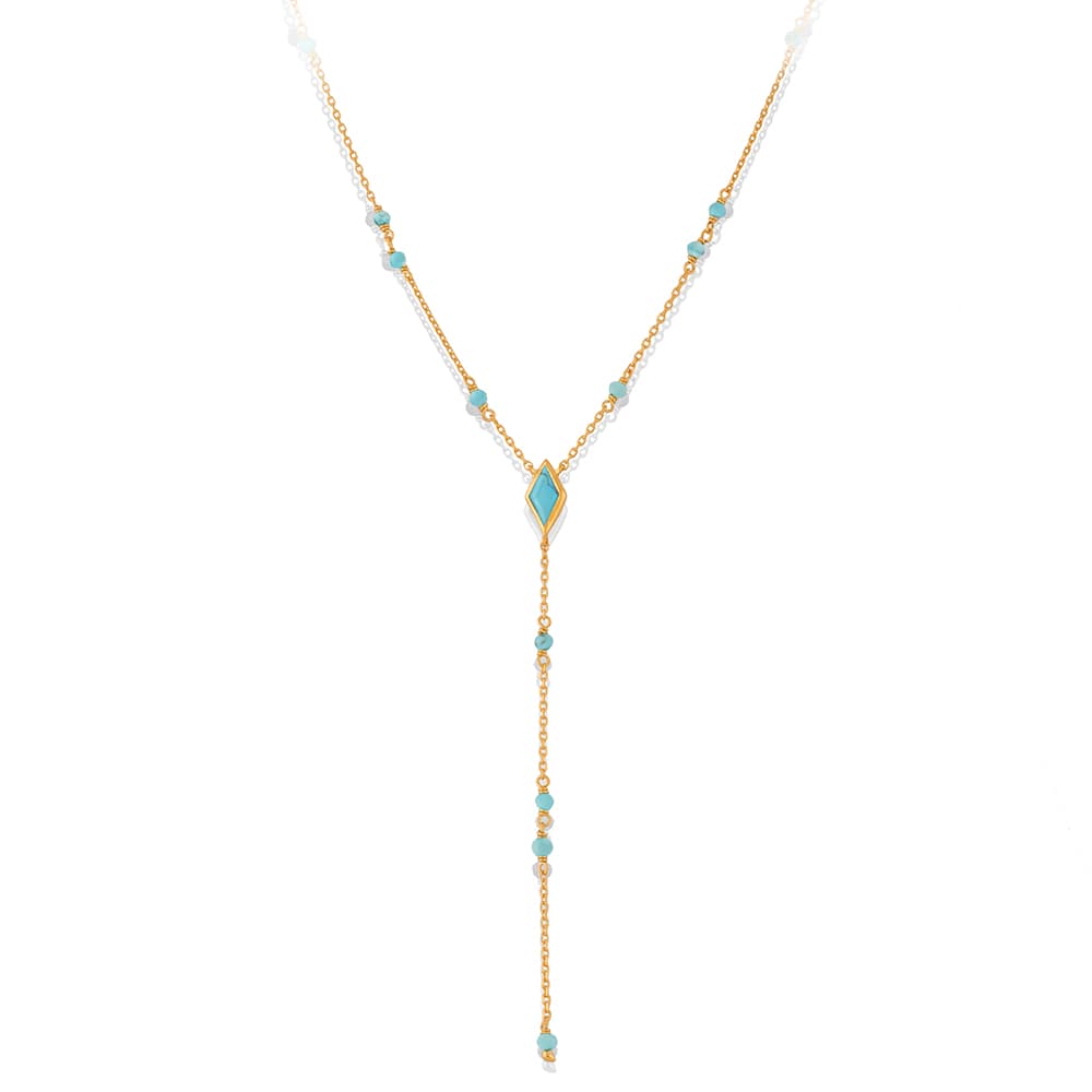 Collier en argent cravate doré pierre turquoise