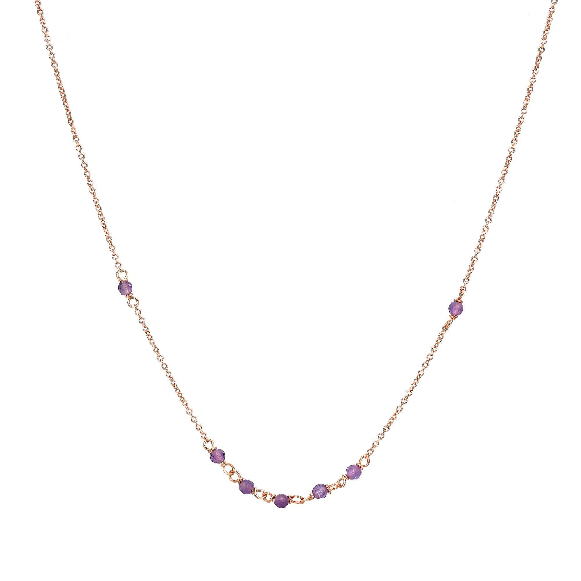 Collier en argent rose et pierres mauves