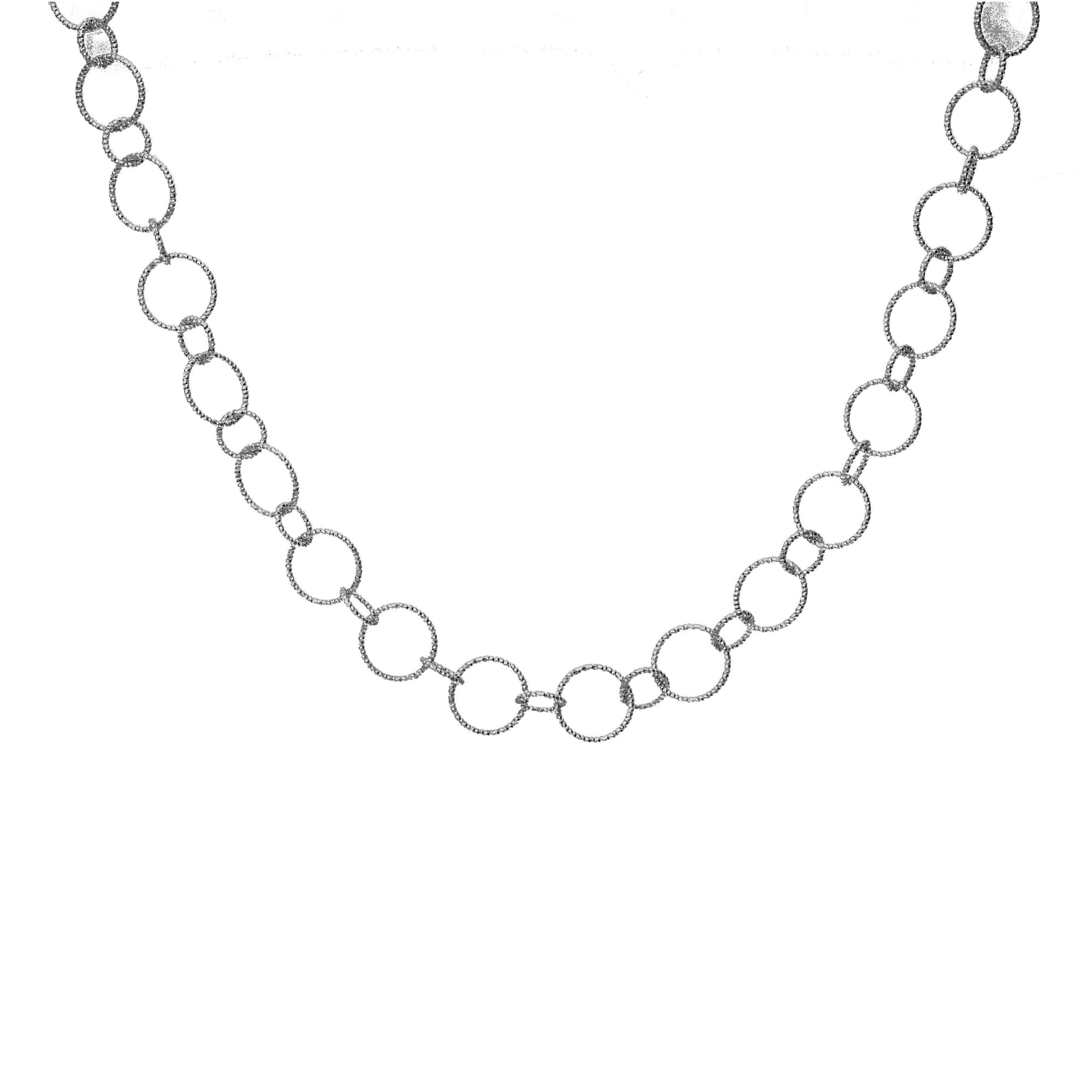 Collier en argent rhodié multi cercles diamantés