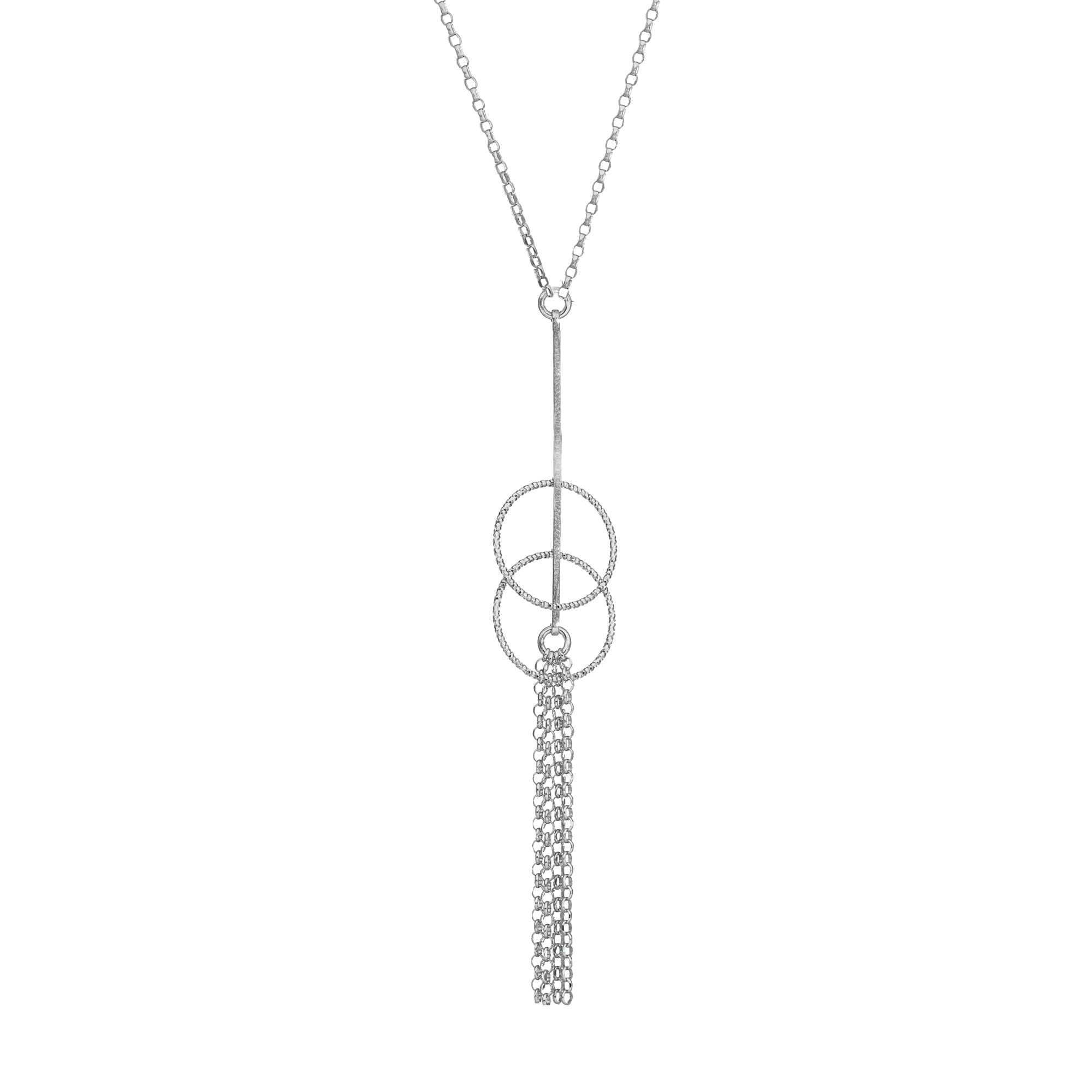 Collier en argent doubles cercles et pendant chaines