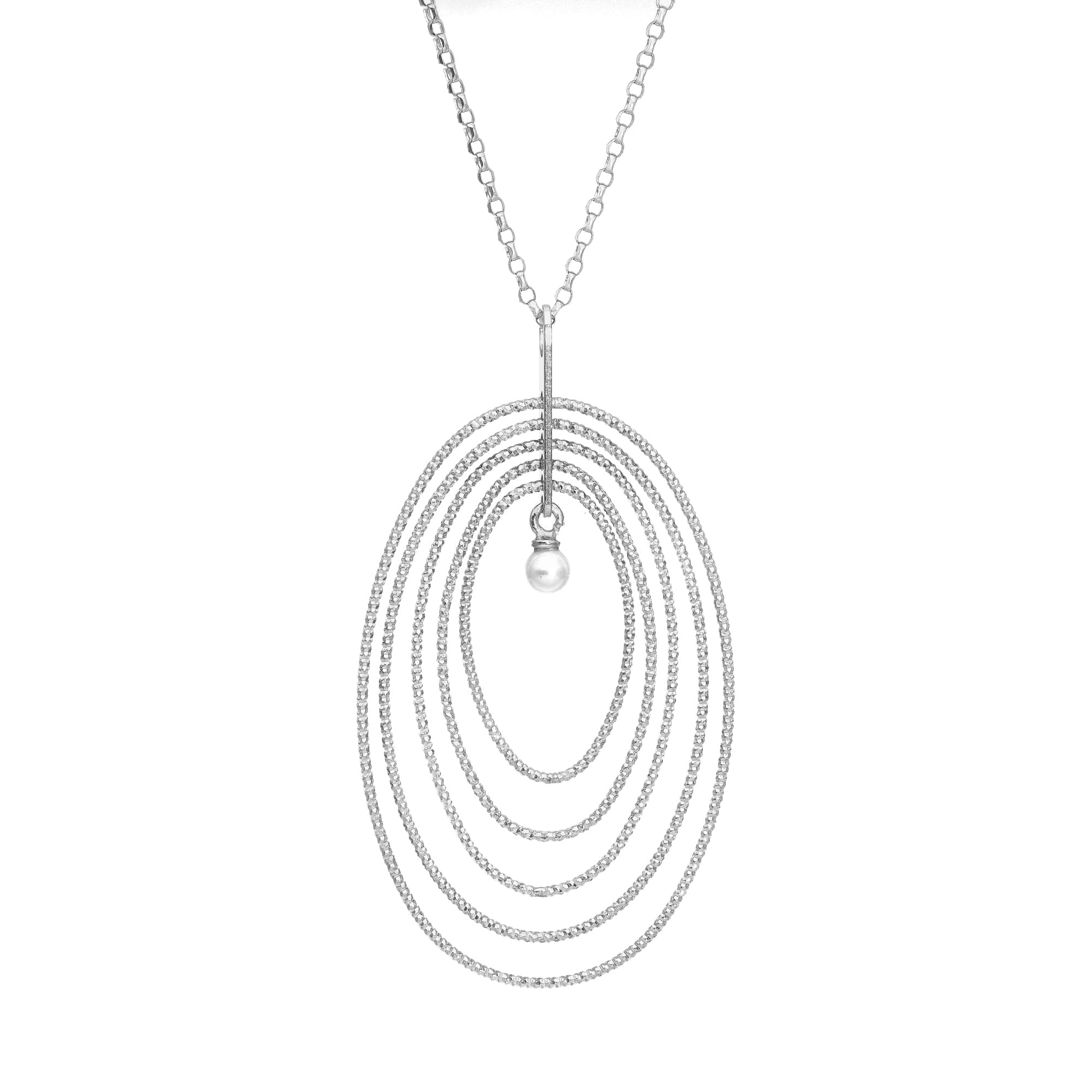 Collier en argent multi ovales avec perle