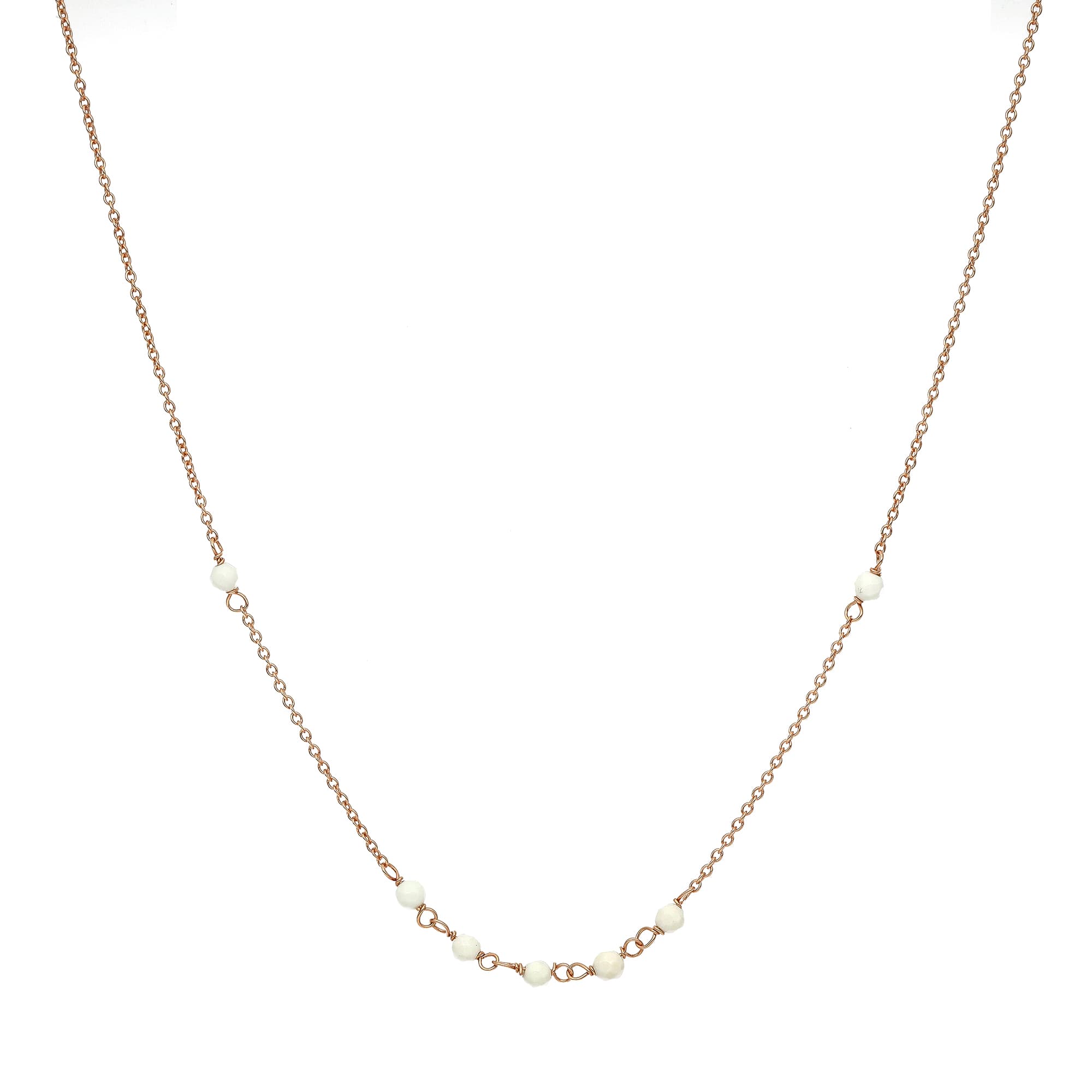 Collier en argent rose et pierres blanches