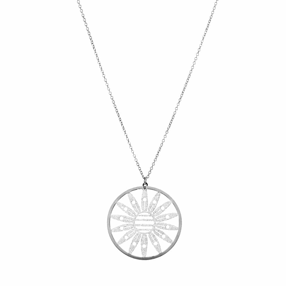 Collier fleur marguerite argent glitter blanc